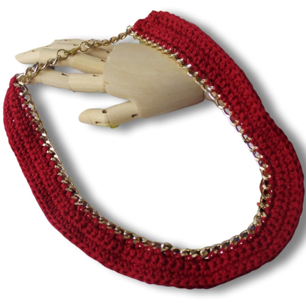 Gold and Quilted Necklace